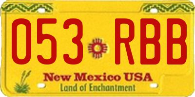 NM license plate 053RBB