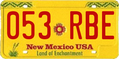 NM license plate 053RBE