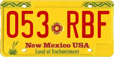 NM license plate 053RBF