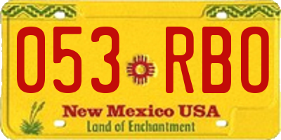 NM license plate 053RBO