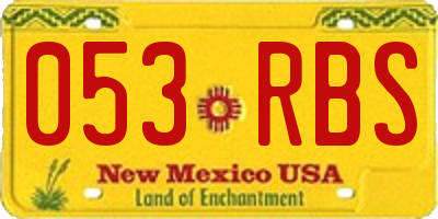 NM license plate 053RBS