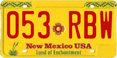 NM license plate 053RBW