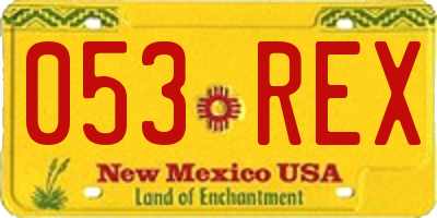 NM license plate 053REX