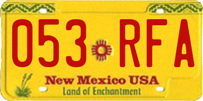 NM license plate 053RFA