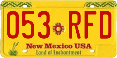 NM license plate 053RFD