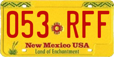 NM license plate 053RFF