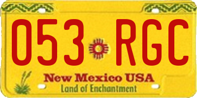 NM license plate 053RGC