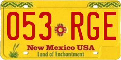 NM license plate 053RGE