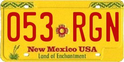 NM license plate 053RGN