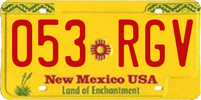 NM license plate 053RGV