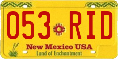 NM license plate 053RID