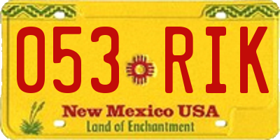 NM license plate 053RIK