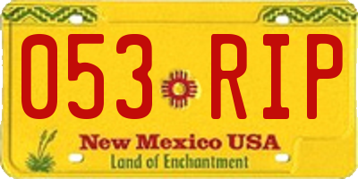 NM license plate 053RIP