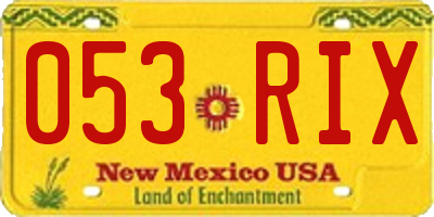 NM license plate 053RIX