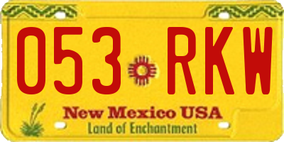 NM license plate 053RKW