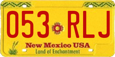 NM license plate 053RLJ
