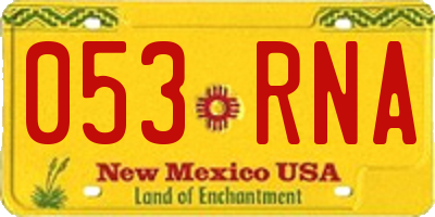 NM license plate 053RNA