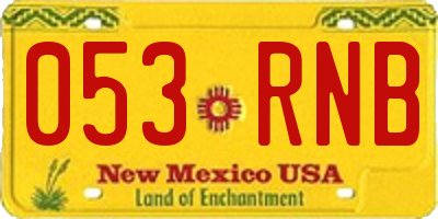 NM license plate 053RNB
