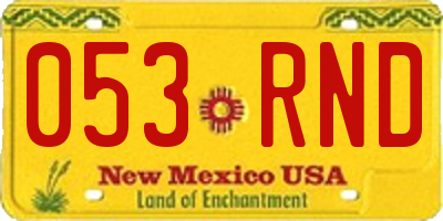 NM license plate 053RND