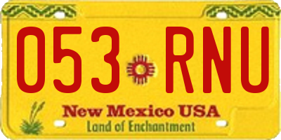 NM license plate 053RNU