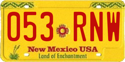 NM license plate 053RNW