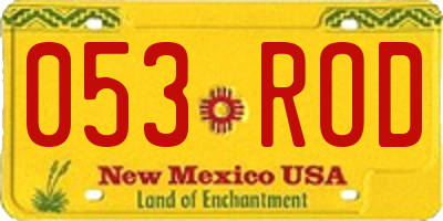 NM license plate 053ROD