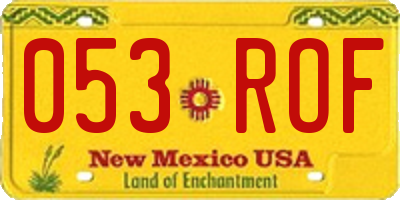 NM license plate 053ROF