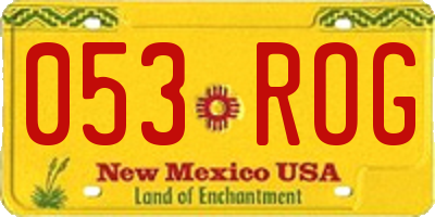 NM license plate 053ROG