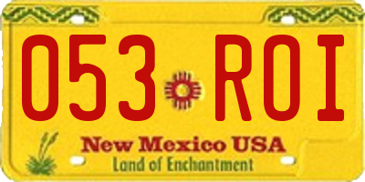 NM license plate 053ROI