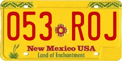 NM license plate 053ROJ