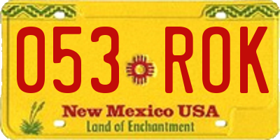 NM license plate 053ROK