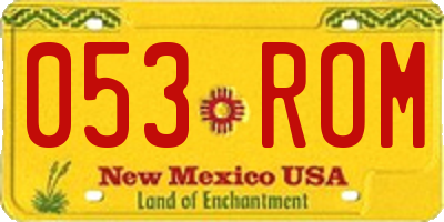 NM license plate 053ROM