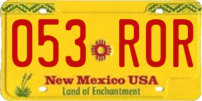 NM license plate 053ROR