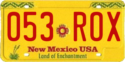 NM license plate 053ROX