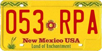 NM license plate 053RPA