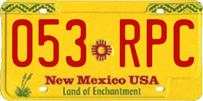 NM license plate 053RPC