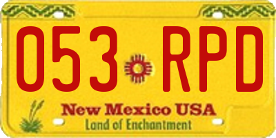 NM license plate 053RPD