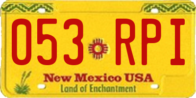 NM license plate 053RPI