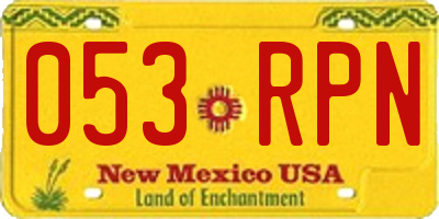 NM license plate 053RPN