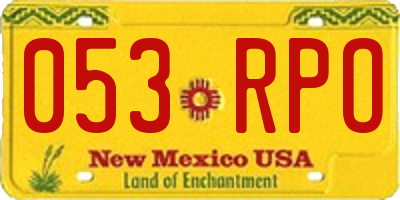 NM license plate 053RPO