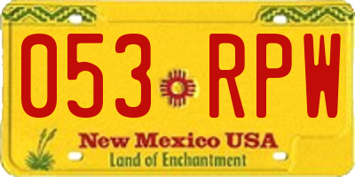 NM license plate 053RPW