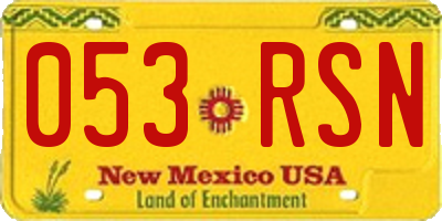 NM license plate 053RSN