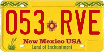 NM license plate 053RVE