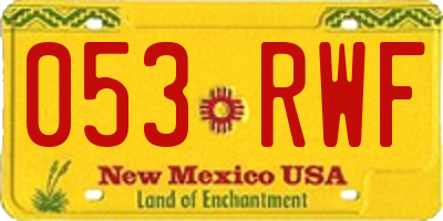 NM license plate 053RWF
