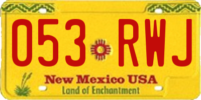 NM license plate 053RWJ