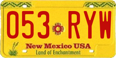 NM license plate 053RYW