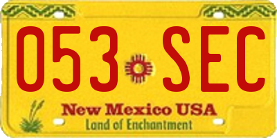 NM license plate 053SEC