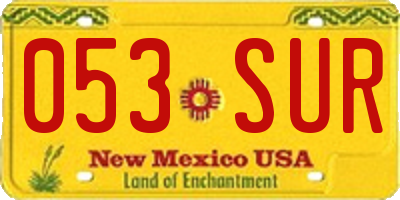 NM license plate 053SUR