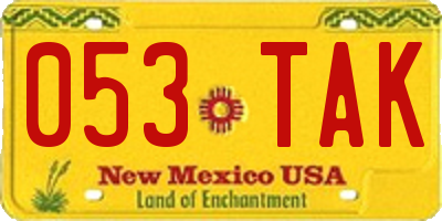 NM license plate 053TAK