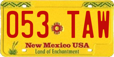 NM license plate 053TAW